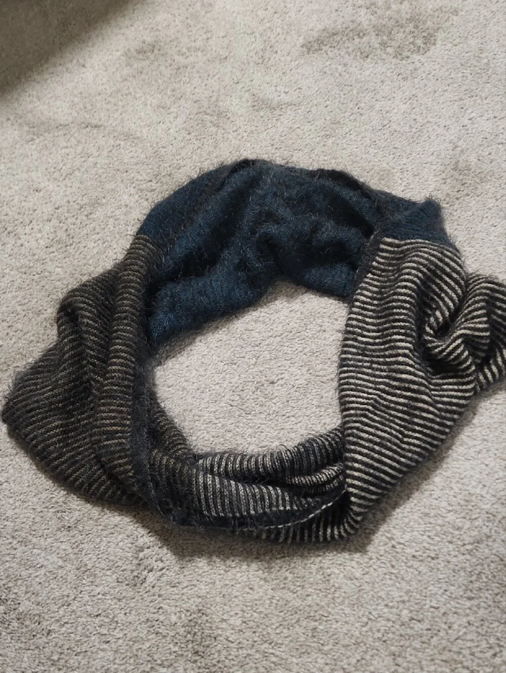 Look By M Cozy Black, Teal & Gray Fuzzy Infinity Scarf